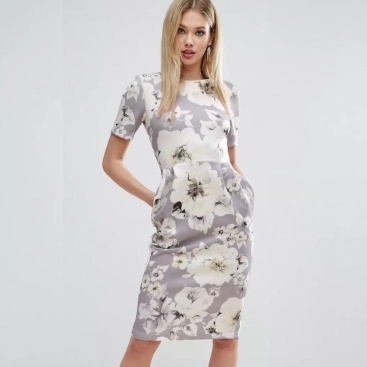Áo đầm hoa nữ Midi dress Calvin Klein Occasion Floral Print Pencil Dress