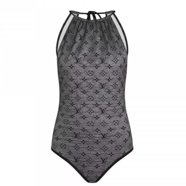 Đồ bơi nữ cổ yếm Louis Vuitton Glittery Monogram Jersey One-Piece Swimsuit 1A8R8O Grey