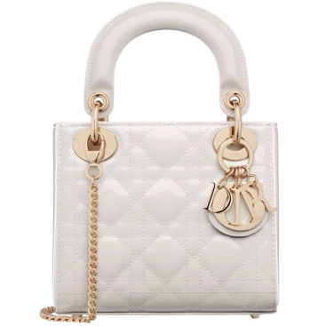 Túi xách Mini Lady Dior Bag Latte Patent Cannage Calfskin