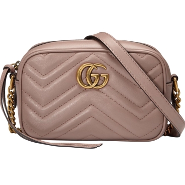 Túi đeo chéo Gucci GG Marmont Mini Shoulder Bag Dusty Pink Matelassé Chevron Leather With GG On The Back