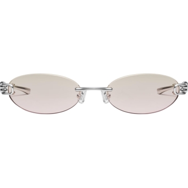 Kính mát Gentle Monster Musubi 02(BRG) Brown Lenses Oval Sunglasses in Glossy Silver Metal