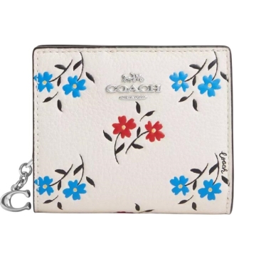 Ví cầm tay Coach nữ ngắn Snap Wallet Floral Print Chalk Multi CT981