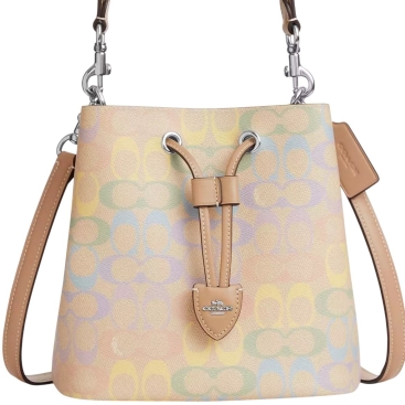 Túi xách Coach Rowan Bucket Bag In Rainbow Signature Canvas Sand Multi CDA92