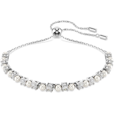 Vòng tay nữ thời trang Swarovski Matrix Bracelet Crystal Pearl Round Cut White Rhodium Plated 5689633