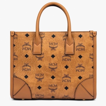 Túi nữ MCM Small Munchen Tote Bag in Visetos And Nappa Leather