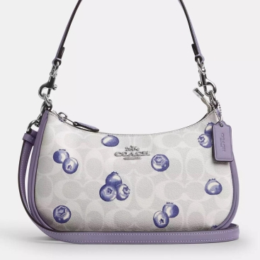 Túi đeo chéo nữ Coach Teri Shoulder Bag In Signature Canvas With Blueberry Print CR292