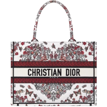 Túi nữ Dioramour Medium Dior Book Tote Latte Embroidery with Multicolor Motif