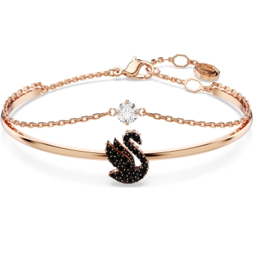 Lắc tay vàng Swarovski Thiên Nga Swan Bangle Black Rose Gold-tone Plated 5678048