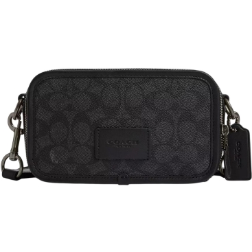 Túi đeo chéo Coach Nam Wyatt Crossbody Bag In Signature Canvas Gunmetal Charcoal Black CW365