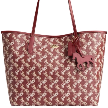 Túi xách họa tiết xe ngựa Coach City Tote Bag With Horse And Carriage Print Ruby Red Multi CDB57