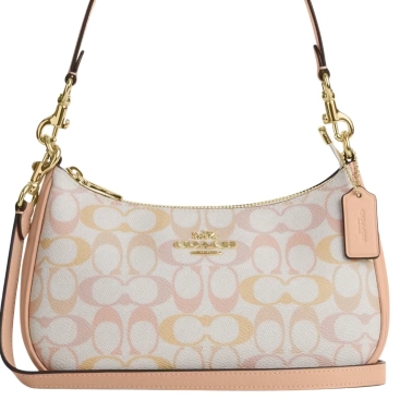 Túi đeo chéo Coach Teri Shoulder Bag In Pretty Signature Canvas Chalk Pink CDZ05