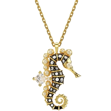 Dây chuyền nữ màu vàng Swarovski Cá Ngựa Idyllia Pendant Crystal Pearls Seahorse White Gold-tone Plated 5690874