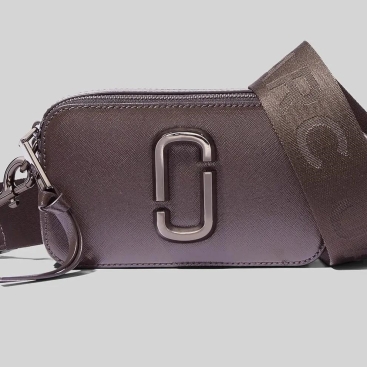 Túi đeo vai nữ Marc Jacobs màu nâu xám The Snapshot Ink Grey Leather Crossbody Bag