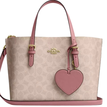 Túi xách Coach Mollie Tote Bag 25 In Signature Canvas With Heart Charm Sand Peony CDF03 