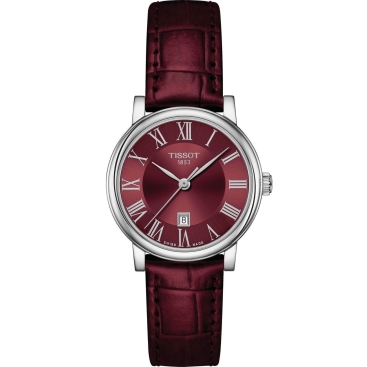 Đồng Hồ đeo tay Nữ Tissot Carson Premium Lady Maroon Dial Maroon Leather Strap Watch For Women T122.210.16.373.00