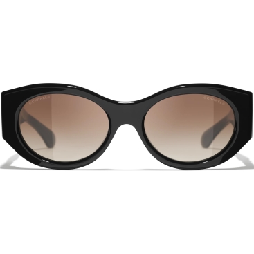 Kính mát Chanel Oval Sunglasses Black Lenses Black Gradient