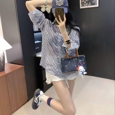 Áo thời trang sơ mi nữ họa tiết hãng Dior