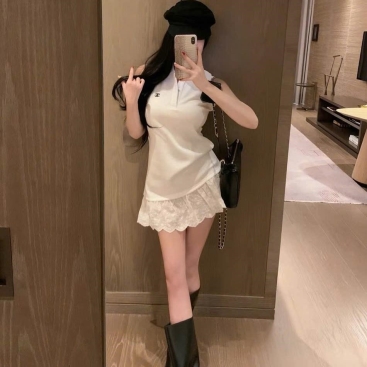 Đầm thun nữ thời trang sát nách cổ polo Chanel