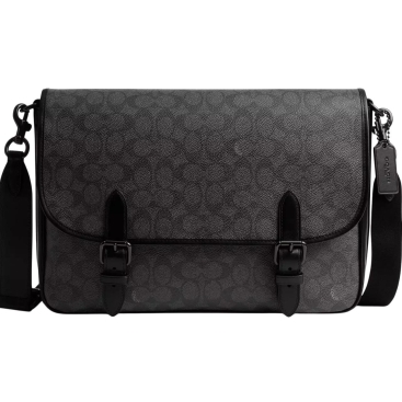 Túi đeo Coach Nam Hitch Messenger Bag In Signature Canvas Charcoal CAH92