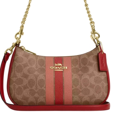 Túi đeo chéo Coach Teri Shoulder Bag In Signature Canvas With Stripe Tan Multi CAL81
