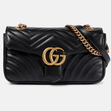 Túi đeo chéo nữ Gucci GG Marmont Size 26 Matelasse Chevron Leather Black Shoulder Bag