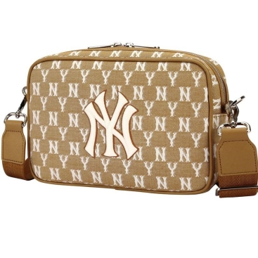 Túi MLB Monogram Jacquard Cross Bag Mini New York Yankees Brown