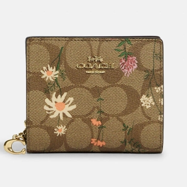 Ví gập Coach Snap Wallet In Signature Canvas With Wildflower Print