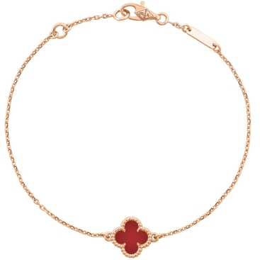 Lắc tay tay cỏ 4 lá Van Cleef & Arpels Sweet Alhambra Rose Gold Carnelian Bracelet VCARN59K00