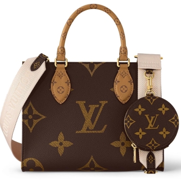 Túi đeo chéo Tote nữ LV Louis Vuitton OnTheGo PM Tote Bag Monogram Reverse Coated Canvas