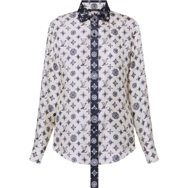 Áo sơ mi lụa họa tiết hãng LV Louis Vuitton Monogram Silk Shirt