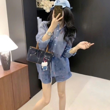 Combo bộ quần ngắn áo sơ mi nữ Chanel
