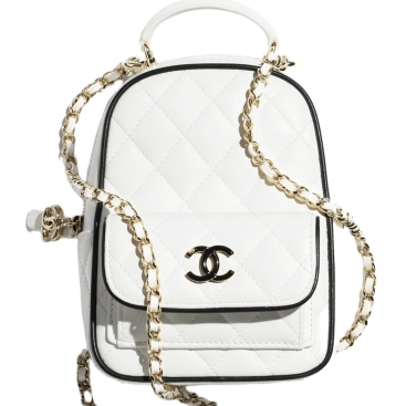 Ba lô Chanel Mini Backpack Lambskin White Black
