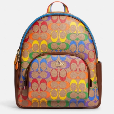Balo nữ cầu vồng Coach Court Backpack In Rainbow Signature Canvas CA140