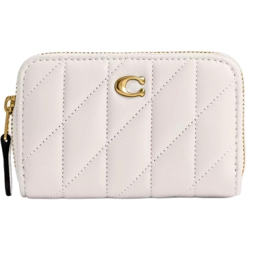 Ví cầm tay Coach ngắn gập Essential Small Zip Around Card Case With Pillow Quilting Brass Chalk CM505