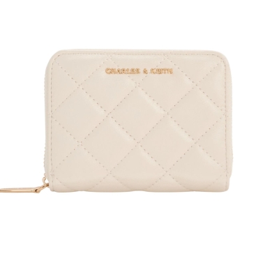 Ví cầm tay ngắn gập trắng Charles Keith Alva Quilted Zip Around Wallet CK6-10770678