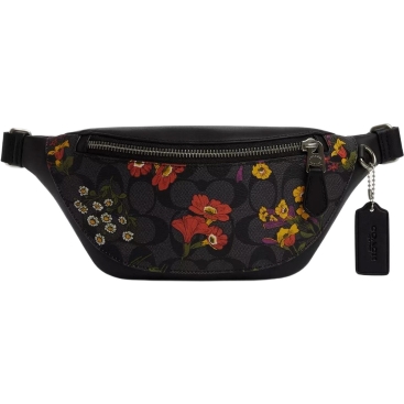 Túi đeo bao tử Coach Warren Mini Belt Bag In Signature Canvas With Floral Print Charcoal Multi CR189