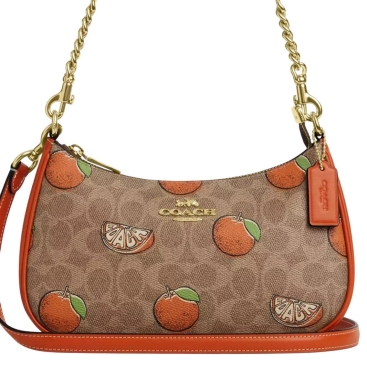 Túi đeo chéo Coach Teri Shoulder Bag In Signature Canvas With Orange Print CAL80