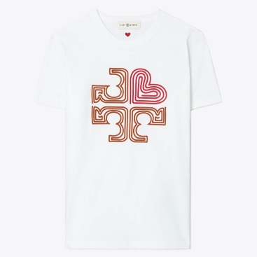 Áo thun Tory Burch Womens Heart Logo T-Shirt in White
