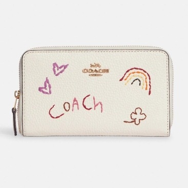 Ví dài nữ White Coach Medium Id Zip Wallet With Diary Embroidery