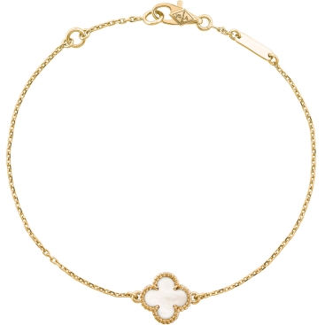 Lắc tay nữ cỏ 4 lá Van Cleef Arpels Sweet Alhambra Yellow Gold White Mother Of Pearl VCARF68800