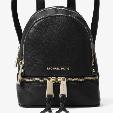 Balo đen MK Michael Kors Rhea Mini Black Leather Backpack