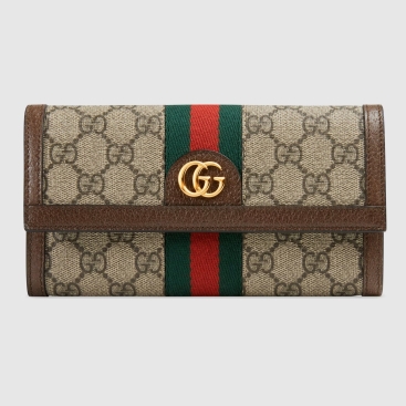 Ví dài gập Gucci Ophidia Beige Ebony GG Supreme Canvas Continental Wallet