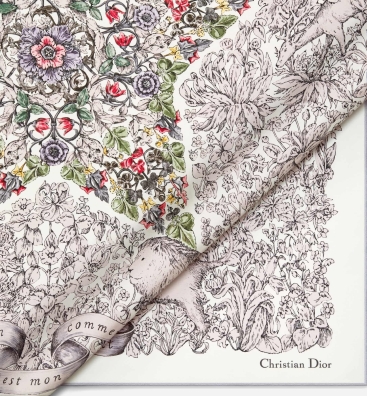 Khăn lụa họa tiết limited Dior Around the World 90 Square Scarf