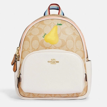 Balo nữ Coach Mini Court Backpack In Signature Canvas With Pear