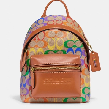 Balo Coach cầu vồng Charter Backpack 18 In Rainbow Signature Canvas CJ878