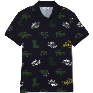 Áo thun nam Lacoste Holiday Regular Fit Crocodile Print Navy Blue PH1464-QRN