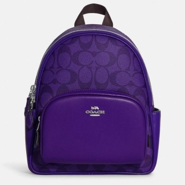 Balo nữ Coach Mini Court In Signature Canvas Sv/Sport Purple Leather Backpack