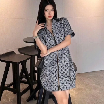 Áo đầm nữ LV dây kéo giữa