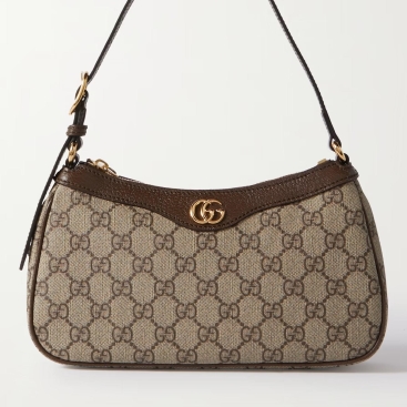 Túi kẹp nách nữ Gucci Ophidia Embellished Textured Beige Leather Trimmed Printed Coated Canvas Shoulder Bag