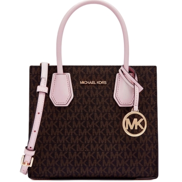 Túi xách MK Michael Kors Mercer Medium Monogram Tote Dark Brown Nude Pink